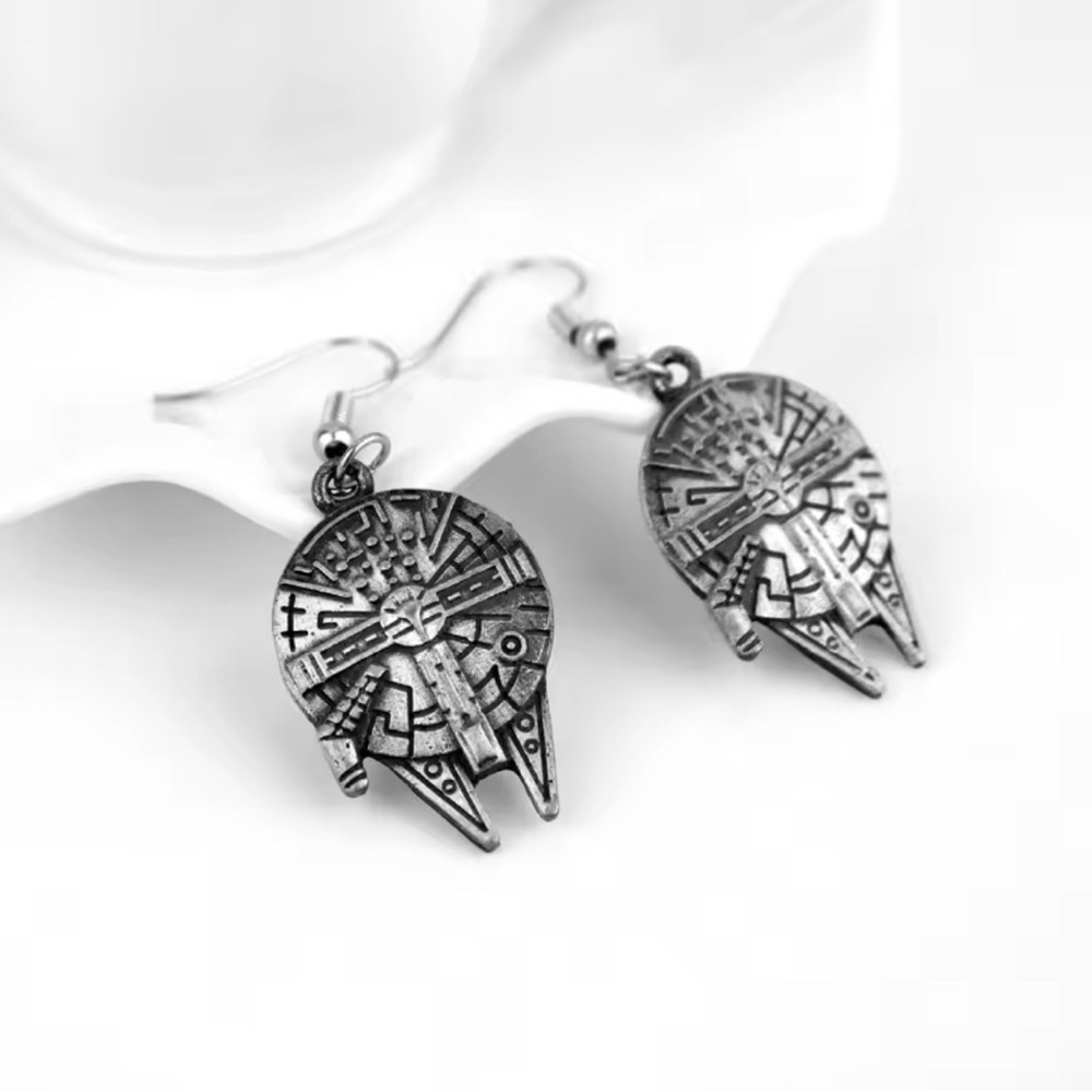 Star Wars Millennium Falcon Gun Metal Drop Earrings - Picture 3 of 7